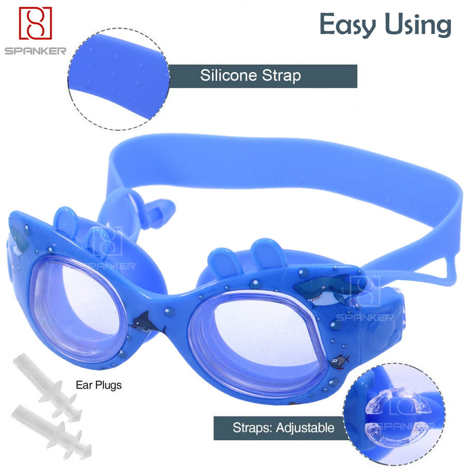 Spanker Aquatic Theme Swimming Goggles for Kids Boys Age 6-14 Years Old, Anti-fog 100% UV Protection ,Pack of 2 Color May Vary SSTP