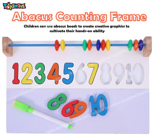 Toyshine 3 in 1 Wooden Activity Numbers Chalk Writing Board with Counting Abacus Beads Activity - Montessori Gifts Toys for Toddlers Boys & Girls 2 3 4 5 Year Old Preschool Basic Skills Learning