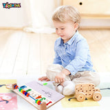Toyshine 3 in 1 Wooden Activity Numbers Chalk Writing Board with Counting Abacus Beads Activity - Montessori Gifts Toys for Toddlers Boys & Girls 2 3 4 5 Year Old Preschool Basic Skills Learning