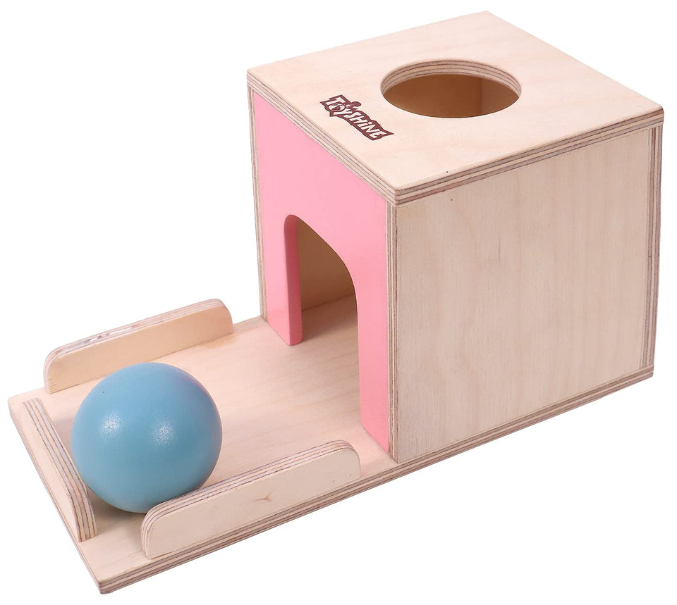 Toyshine Object Permanence Box with Tray and 1 Balls Montessori Toys 6-12 Months Ball Drop Toy Box Wooden Baby Montessori Toys for Babies 6 to 12 Months Early Educational Montessori Toys
