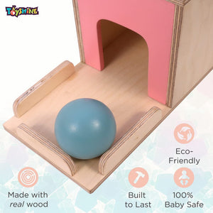 Toyshine Object Permanence Box with Tray and 1 Balls Montessori Toys 6-12 Months Ball Drop Toy Box Wooden Baby Montessori Toys for Babies 6 to 12 Months Early Educational Montessori Toys