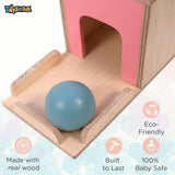 Toyshine Object Permanence Box with Tray and 1 Balls Montessori Toys 6-12 Months Ball Drop Toy Box Wooden Baby Montessori Toys for Babies 6 to 12 Months Early Educational Montessori Toys