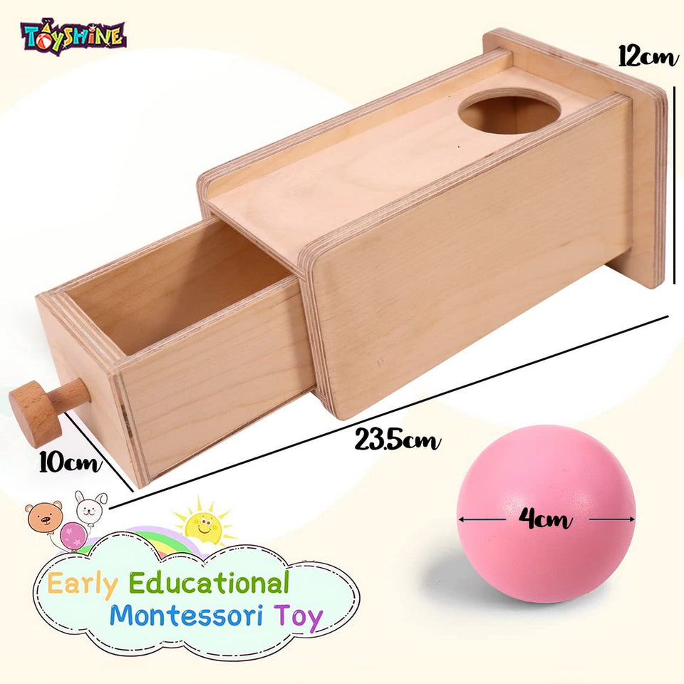 Toyshine Wooden Montessori Materials Object Permanence Box for Toddlers (Object Permanence Box w/ Drawer)