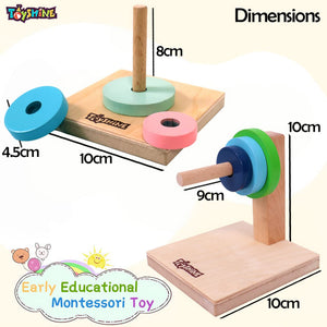 Toyshine Wooden Horizontal and Vertical Stacking Rings Stacker Multiple Shapes Making | Educational Learning Toy for Kids, Birthday Gift for Boys Girls 1 2 3 Year Old Present Non Toxic