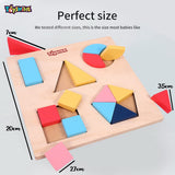 Toyshine 15 Pcs Wooden Educational Shape Color Puzzle Geometric Recognition Board Toys for 2 3 4 5 6 Year Old Boys Girls
