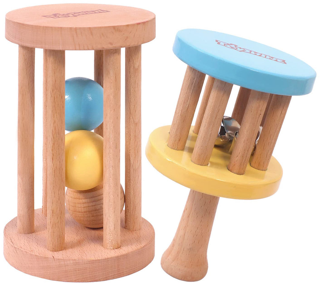 Toyshine 2pc Set Wooden Baby Toy Wooden Rattles Teether Toys Wood Ring Montessori Toys