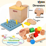 Toyshine Pack of 2 Montessori Matchstick Box and Wooden Lacing Beads for Toddlers , Kids Threading Toys
