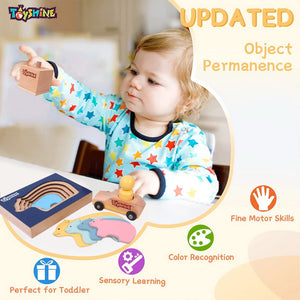 Toyshine Wooden Combo of 3 Puzzles Board Knob Wooden Puzzle Geometric Shape Puzzle Early Education Material Sensorial Toy for Toddler Shape & Color Sorter