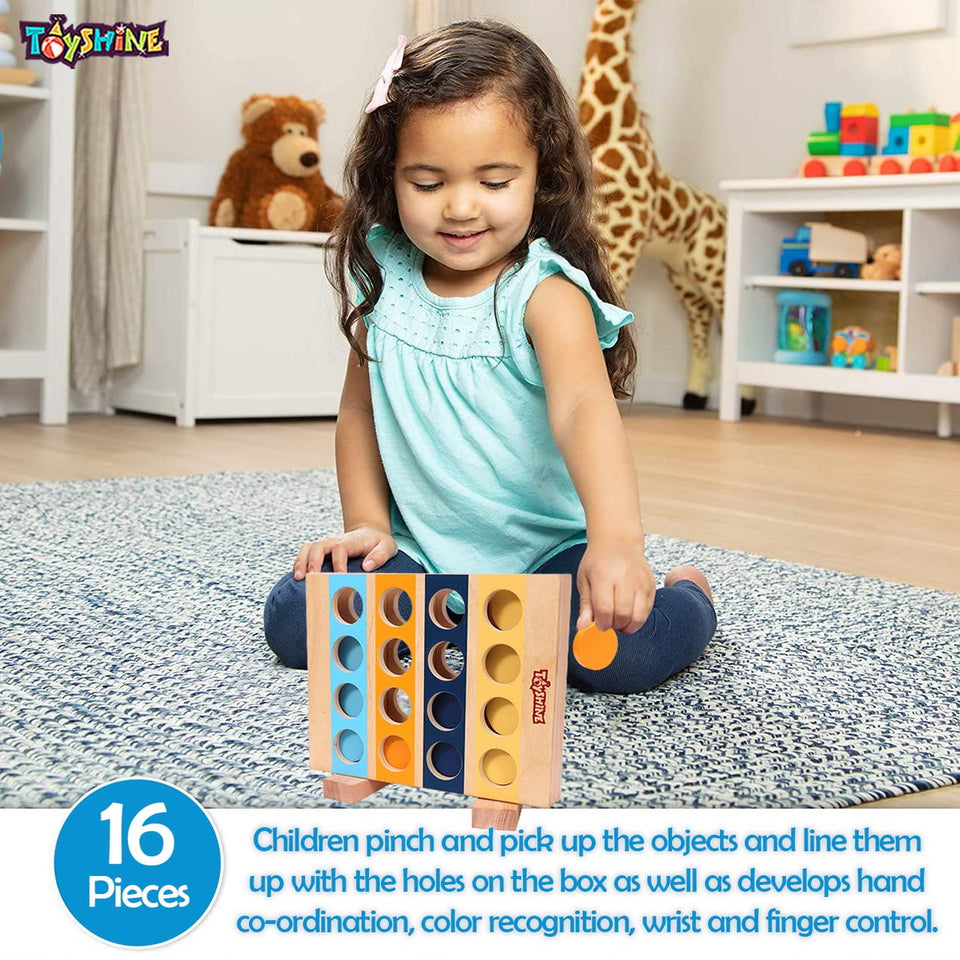 Toyshine Wooden Color Sorting Circle Matching Toys, Montessori Preschool Educational Learning Wooden Toys for 1 2 3 Years Old