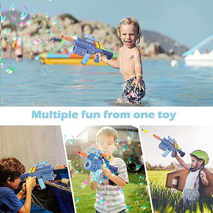 Toyshine 3 in 1 Soft Bullet Blaster Toy Gun with Bubble Maker Gun Toy & Light Music Blaster Gun Toy - 20 Foam Darts M416 Bubble Machine Gun Toy with 2 Bottle Solutions