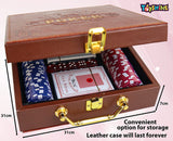Toyshine Leather Case Poker Game Set with 100 Poker Chips, 11.5 Gram Chips Set, Card Game, Party Diwali Taash Game