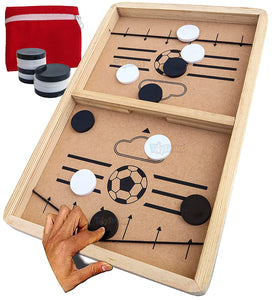 Toyshine Junior Fast Sling Puck Game Board String Hockey Toy | Party Game for Adult Parent Kids Children Family - Pine Wood (TS-2022)