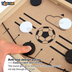 Toyshine Junior Fast Sling Puck Game Board String Hockey Toy | Party Game for Adult Parent Kids Children Family - Pine Wood (TS-2022)
