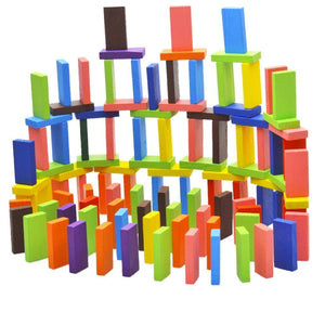 Toyshine 1200 pcs 12 Color Wooden Dominos Blocks Set