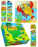 Toyshine 6 in 1 Wooden Block Puzzle Dinosaur and Ocean Animals for 2 3 4+ Years Boy Girl Educational Montessori Toys Jigsaw Puzzle (Pack of 2) - Model 5