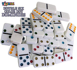 Toyshine Double 6 Color Dot Dominoes Game Set, Classic 28 Pieces in Tin Case, Match and Fun Game
