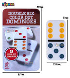 Toyshine Double 6 Color Dot Dominoes Game Set, Classic 28 Pieces in Tin Case, Match and Fun Game
