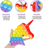 Toyshine Pack of 3- Butterfly, Unicorn, ICE Cream- Fidget Popping Sounds Toy, BPA Free Silicone, Push Bubbles Toy for Autism Stress Reliever, Sensory Toy- Dark Color