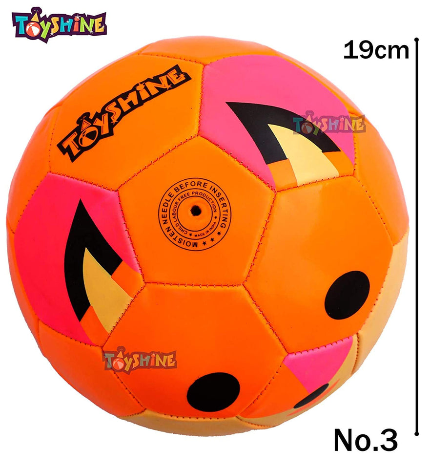 Toyshine Synthetic Leather Edu-Sports Football Soccer Educational Toy Ball for 4-8 Years Kids, Size 3 - Fox (Orange) (TS-2022)