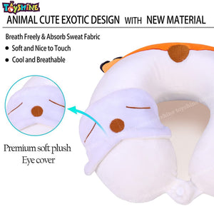 Toyshine Fox Travel Neck Pillow for Airplane, Car, Train Neck Support for Sleeping Resting, Soft Memory Foam Insert and Cute Pink Unicorn Animal Plush Pillow Cover Chirldren Gifts- M4
