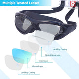 Spanker Wide View Swim Goggles with Ear Plugs, UV Protection No Leaking Anti Fog Lens Swimming Glasses for Adult Women Men and Youth ,Black SSTP