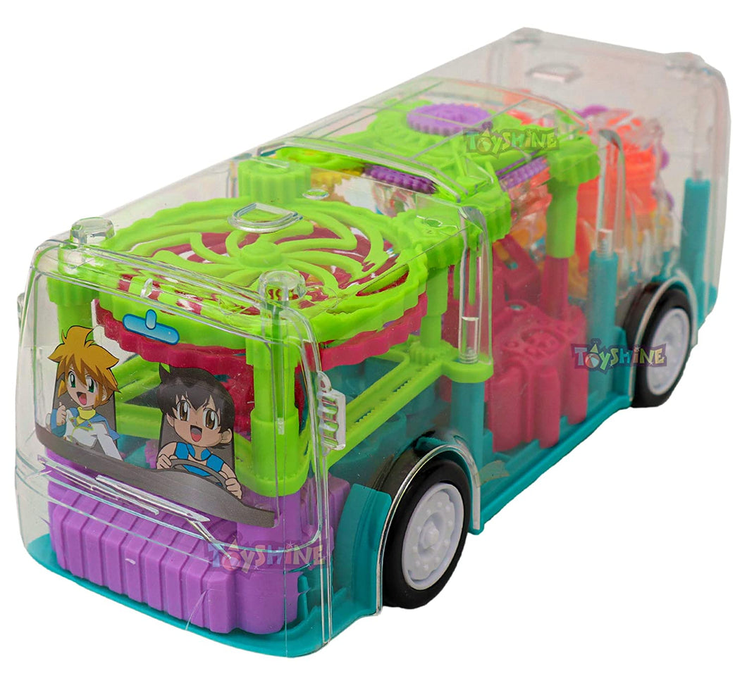 Toyshine Transparent Bus Concept Musical and 3D Lights Kids Transparent Car, Toy for 2-5 Year Kids Baby Toy