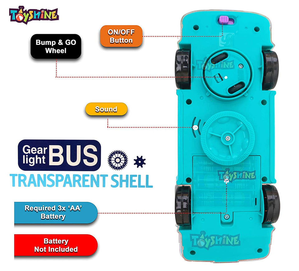 Toyshine Transparent Bus Concept Musical and 3D Lights Kids Transparent Car, Toy for 2-5 Year Kids Baby Toy