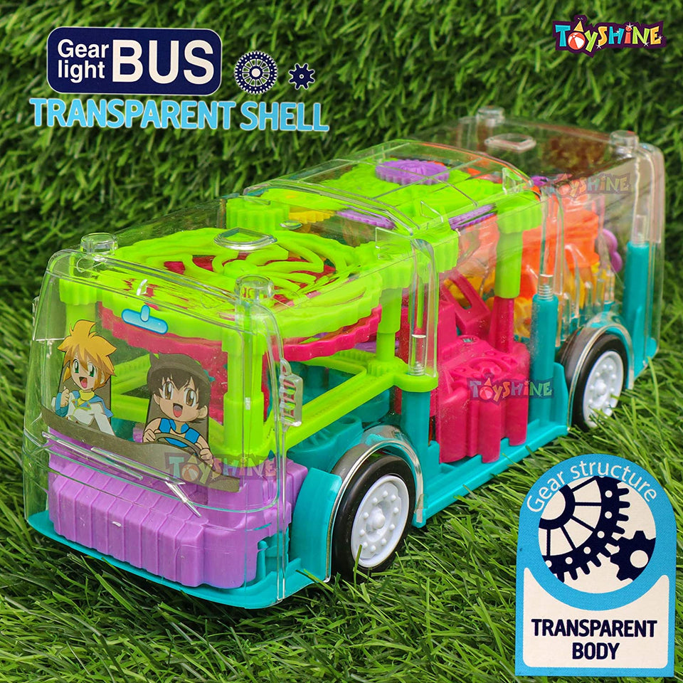 Toyshine Transparent Bus Concept Musical and 3D Lights Kids Transparent Car, Toy for 2-5 Year Kids Baby Toy