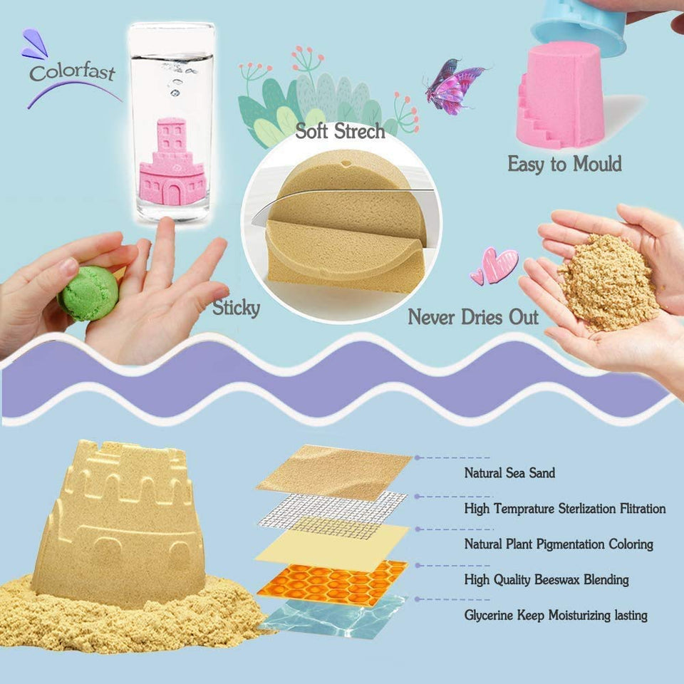 Toyshine Creative Sand for Kids – Natural Kinetic Sand Kit for Kids Activity Toys | Soft Sand Clay Toys for Kids Boys Girls Without Mould - 500G, Blue