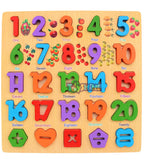 Toyshine Pictopuzzle Wooden 123 Number Puzzles, Preschool Educational Learning Board Toys for 2-5 Years Old Kids Toddlers, Muti-Color