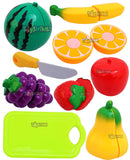Toyshine Realistic Sliceable 7 Pcs Fruits Cutting Play Toy Set, Can Be Cut in 2 Parts, Assorted