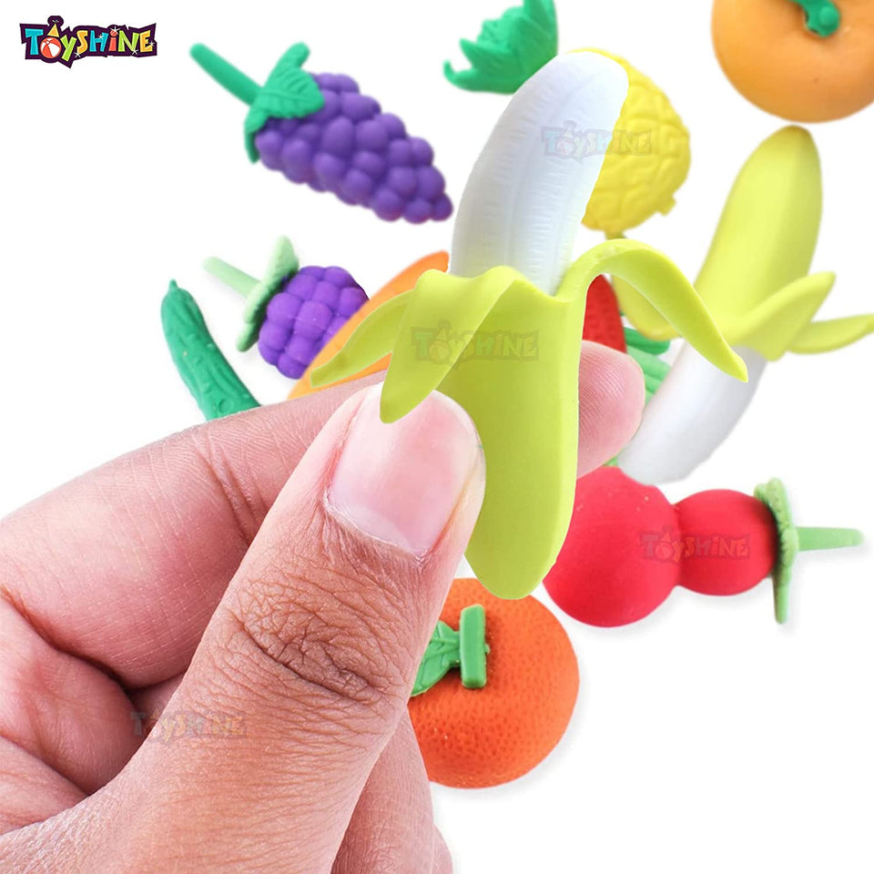 Toyshine Pack of 22 Fruit Treat Erasers for Children Party Favors, School Supplies