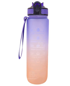 Spanker You Did It Motivational Leakproof Water Bottle with Strap 30Oz (900 ML), Time Marker, BPA Free Fitness Sports Water Bottle, Purple Orange SSTP