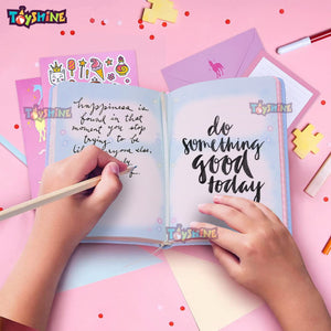Toyshine Unistar Stress Relief Notebook with Soft Touch for Kids Girls Students Gift, PU Leather Hardcover School Office 15x11cms - Lazy Unistar