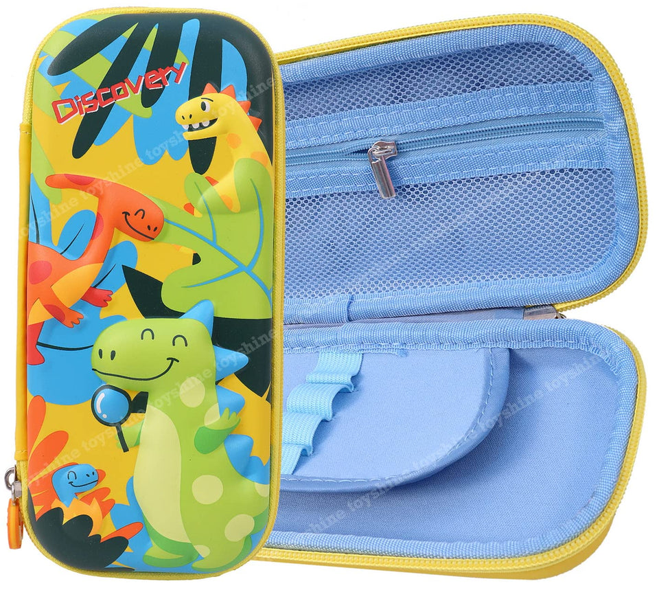 Toyshine EVA Baby Dinos Hardtop Pencil Case with Multiple Compartments - Kids School Supply Organizer Students Stationery Box - Girls Pen Pouch- Multi-Color